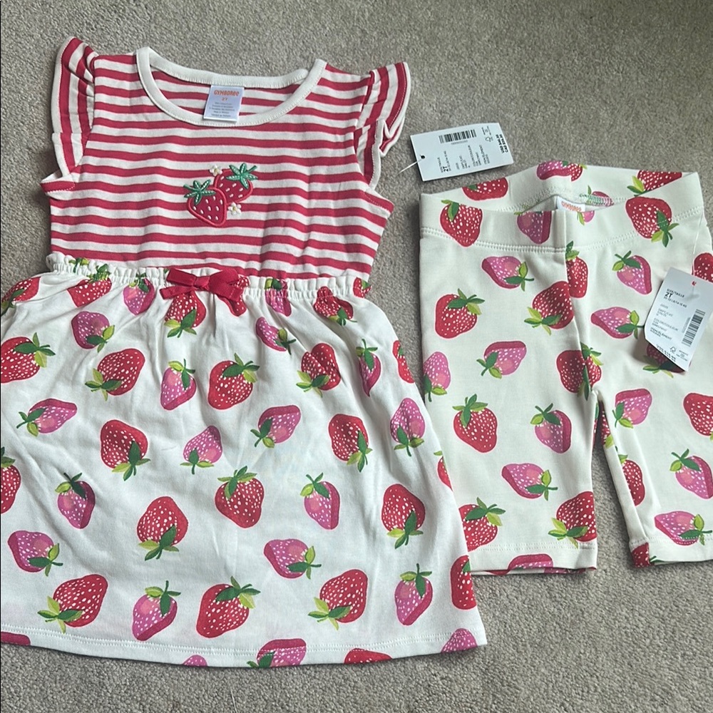 Gymboree‎ Strawberry Print Casual Dress Set - Red and White